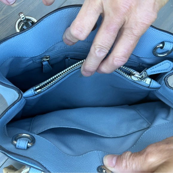 Coach Light Blue Leather Tote - Picture 9 of 10